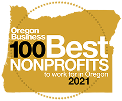 A logo for the Oregon business 100 best nonprofits to work for in oregon 2021