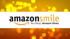 A yellow and orange background with the words " amazon smile ".