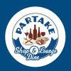 Partake Shop & lounge logo including wine bottles and snacks